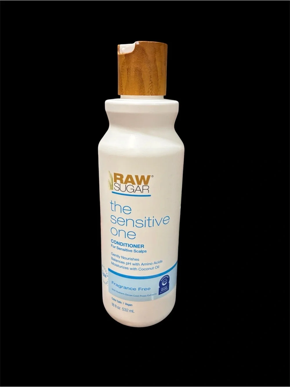 Raw Sugar The Sensitive One Conditioner — White Bottle with Wood-Tone Cap